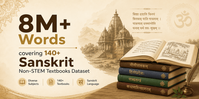 8M+ Words covering 140+ Sanskrit Non-STEM Textbooks Dataset Dataset on Opendatabay data marketplace