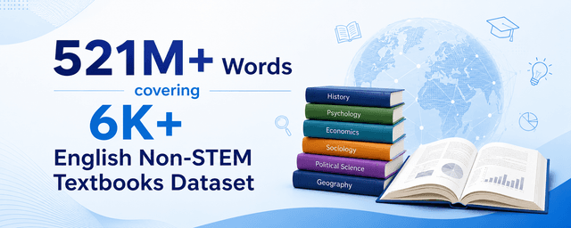 521M+ Words covering 6K+ English Non-STEM Textbooks Dataset Dataset on Opendatabay data marketplace