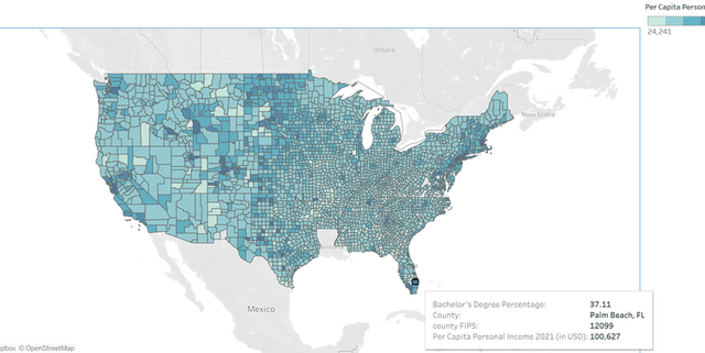 American County Income & Attainment Data Dataset on Opendatabay data marketplace
