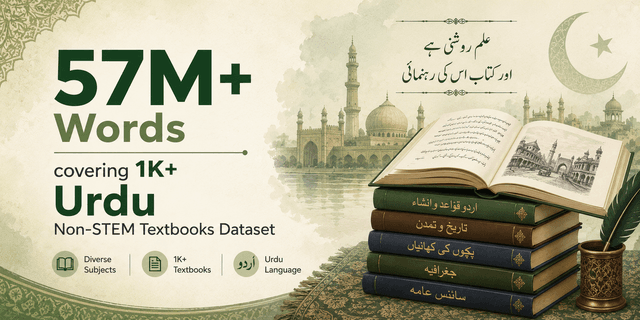 57M+ Words covering 1K+ Urdu Non-STEM Textbooks Dataset Dataset on Opendatabay data marketplace