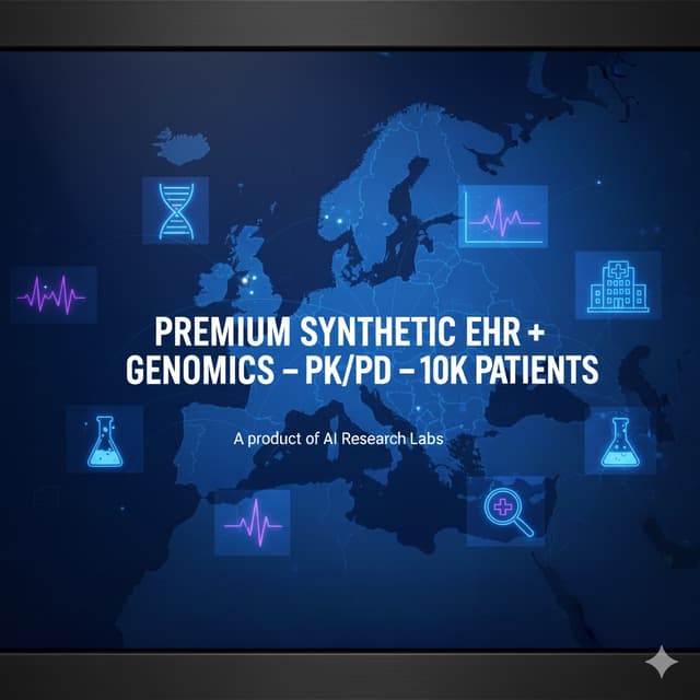 Premium Synthetic Pharma EHR + Genomics + PK/PD Dataset (10K Patients) Dataset on Opendatabay data marketplace